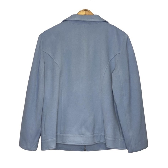 CONRAD C COLLECTION Powder Blue Wool Cashmere Zip Up Quiet Luxury Jacket 12 EUC - Picture 2 of 13